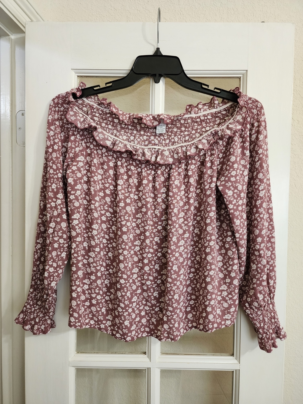Rue21 Womens Large Off Shoulder Floral Boho Peasant Blouse Cottagecore Top
